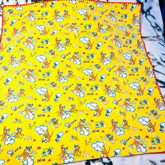 1950’s Vintage Kitsch Lightweight Baby Blanket with Atomic Novelty Deer/Rabbits - Picture 5 of 7